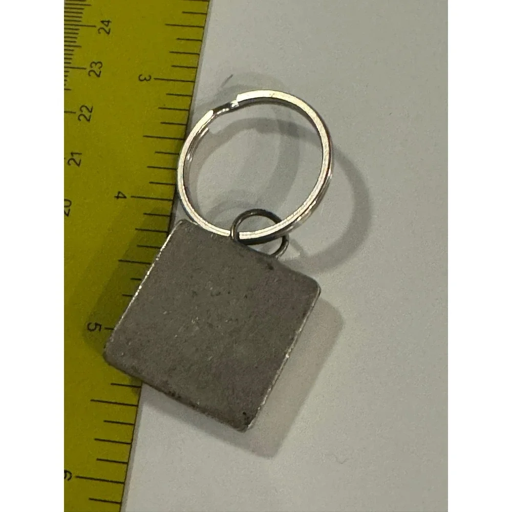 Vintage Goddess Keychain Crowned Grapes Wine Theme Silver Tone Square Charm